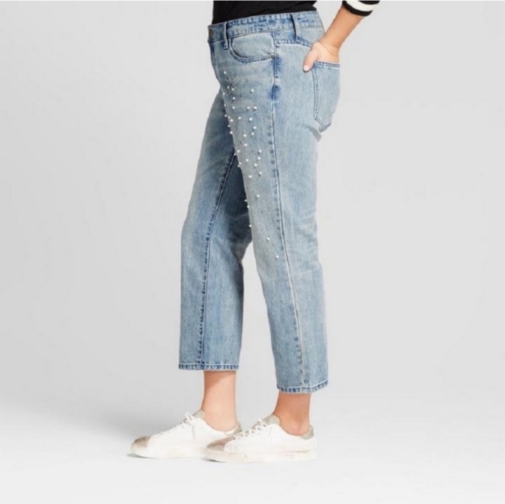 Who What Wear Light Wash Embellished Jeans